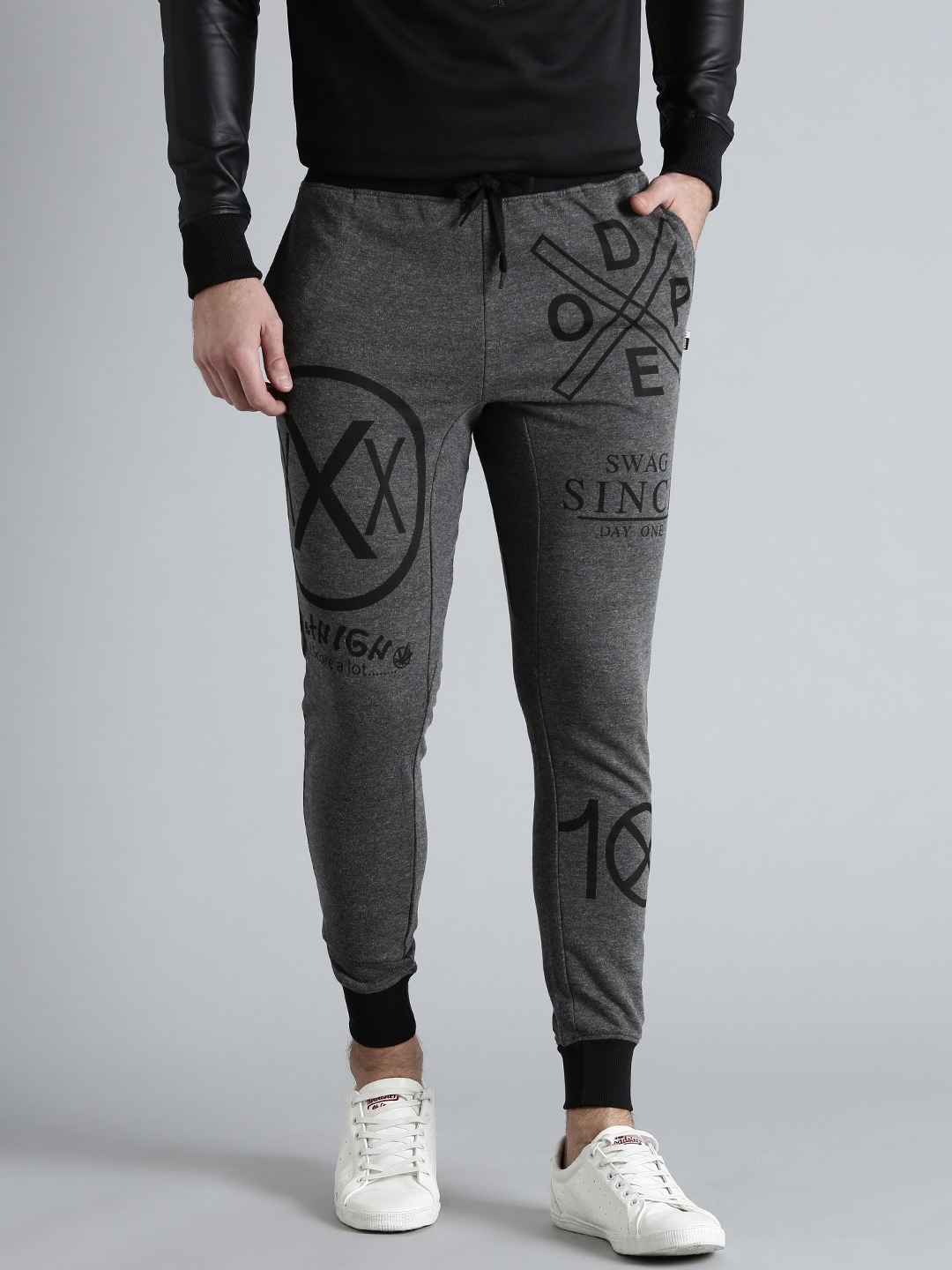 

Kook N Keech Charcoal Grey & Black Printed Track Pants