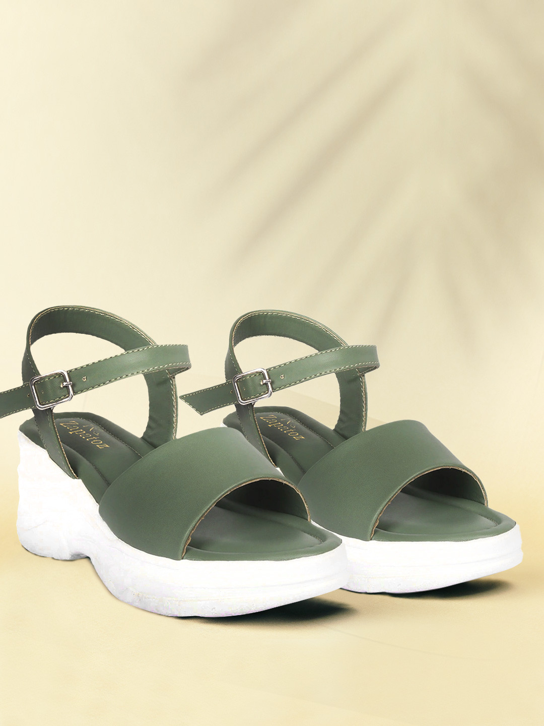 

ZAPATOZ Women Green Solid Sandals