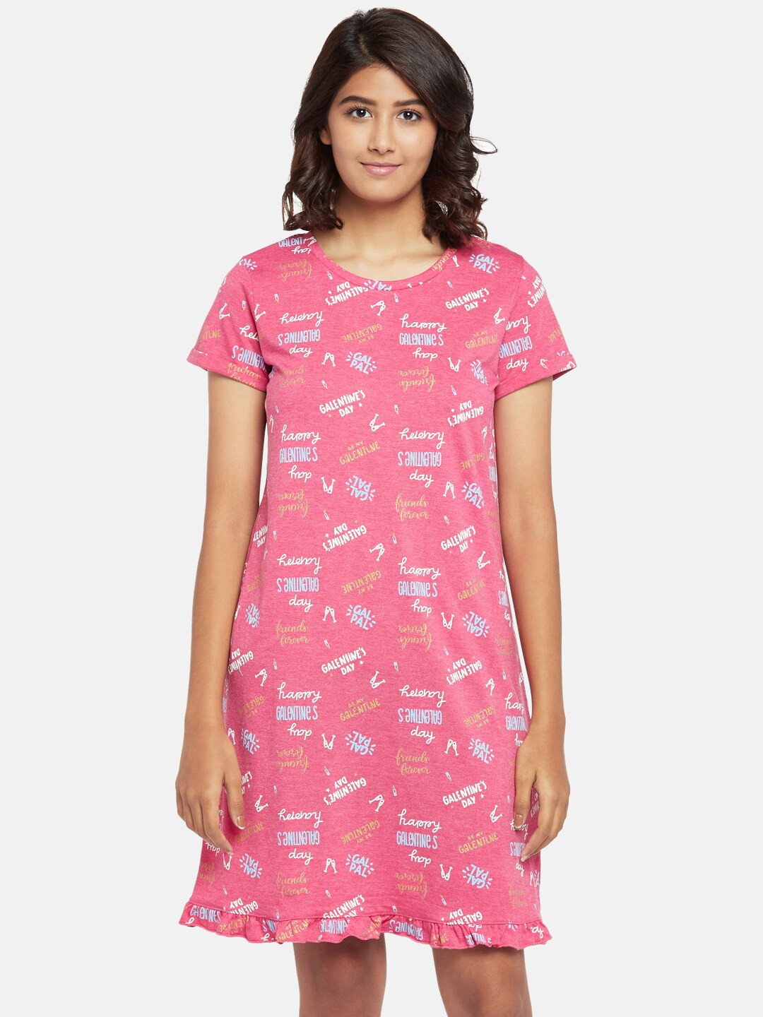 

Dreamz by Pantaloons Pink Printed Nightdress