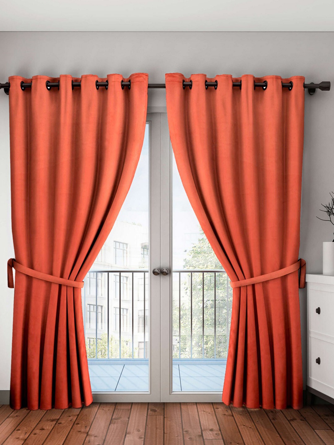 

BIANCA Set of 2 Rust Orange Black Out Curtains