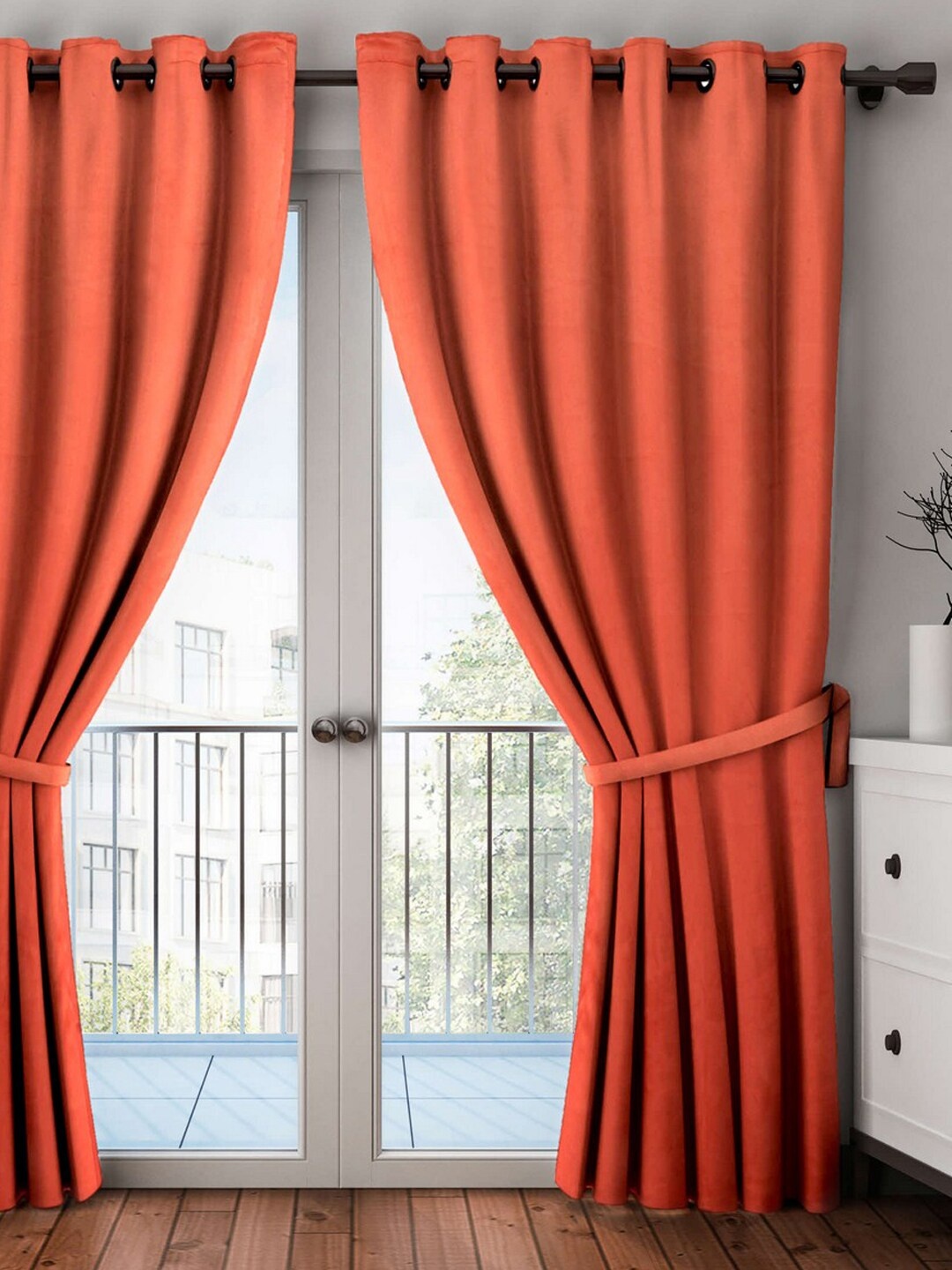 

BIANCA Rust Orange Single Black Out Solid Long Door Curtain