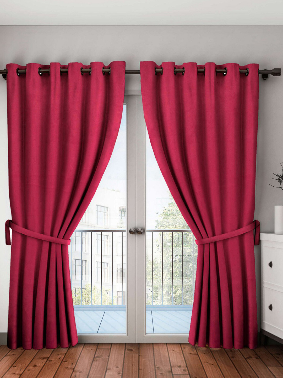 

BIANCA Set of 2 Maroon Black Out Curtains