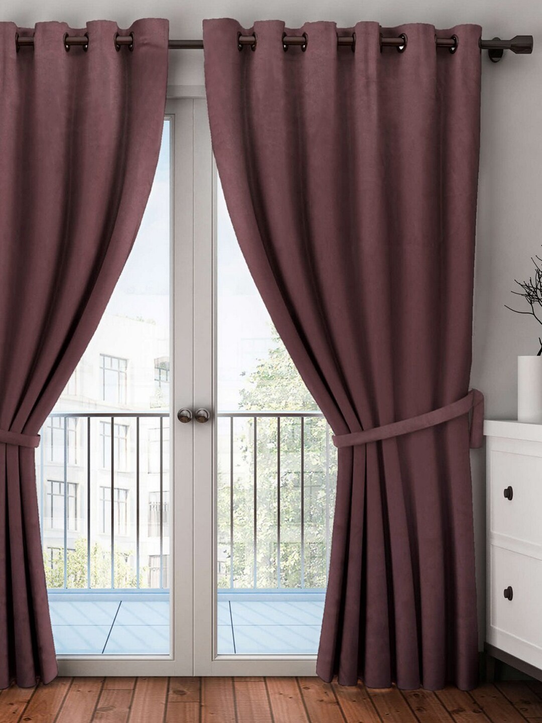 

BIANCA Coffee Brown Single Black Out Door Curtain