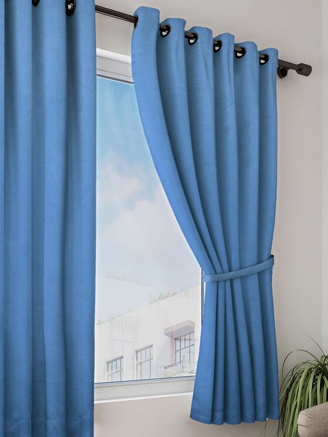 

BIANCA Blue Single Black Out Curtain