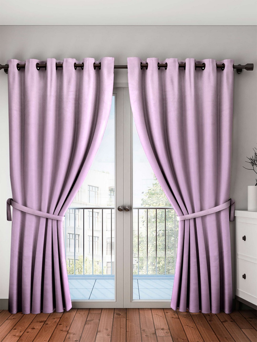 

BIANCA Purple Set of 2 Black Out Door Curtains