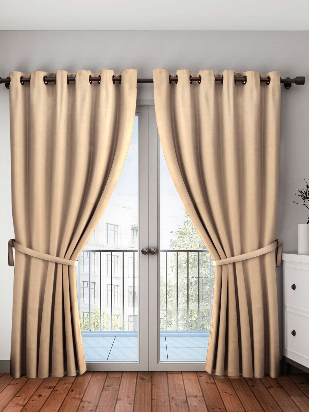 

BIANCA Beige Set of 2 Black Out Door Curtains