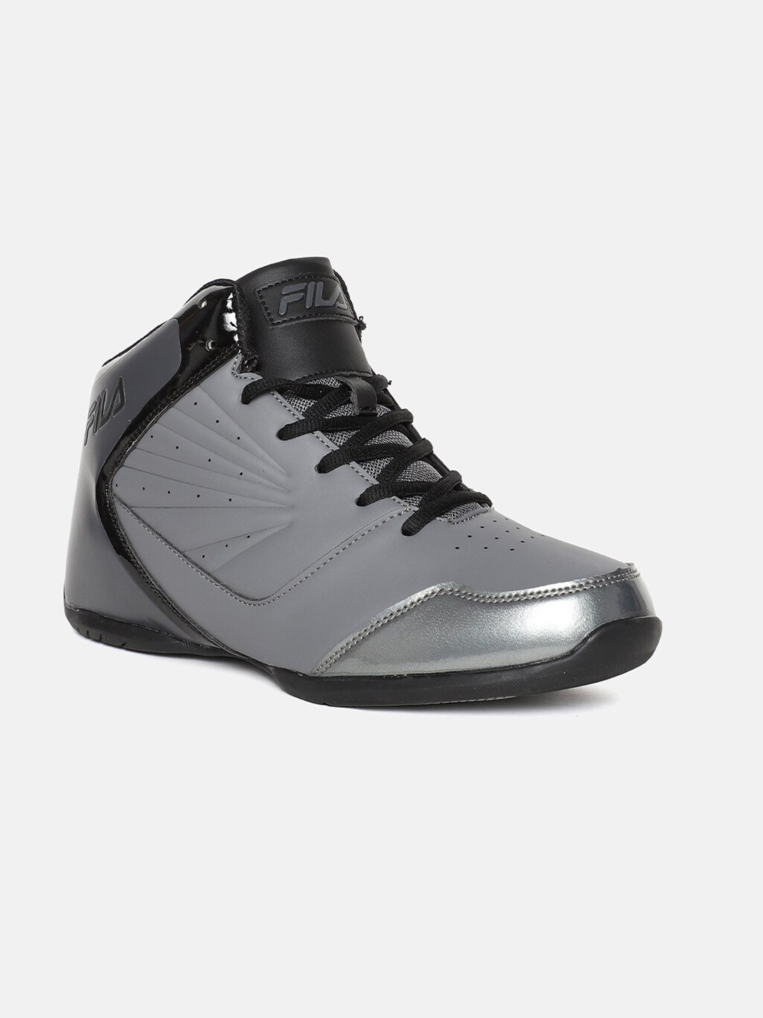 

FILA Men Grey PU Mid-Top Basketball Shoes