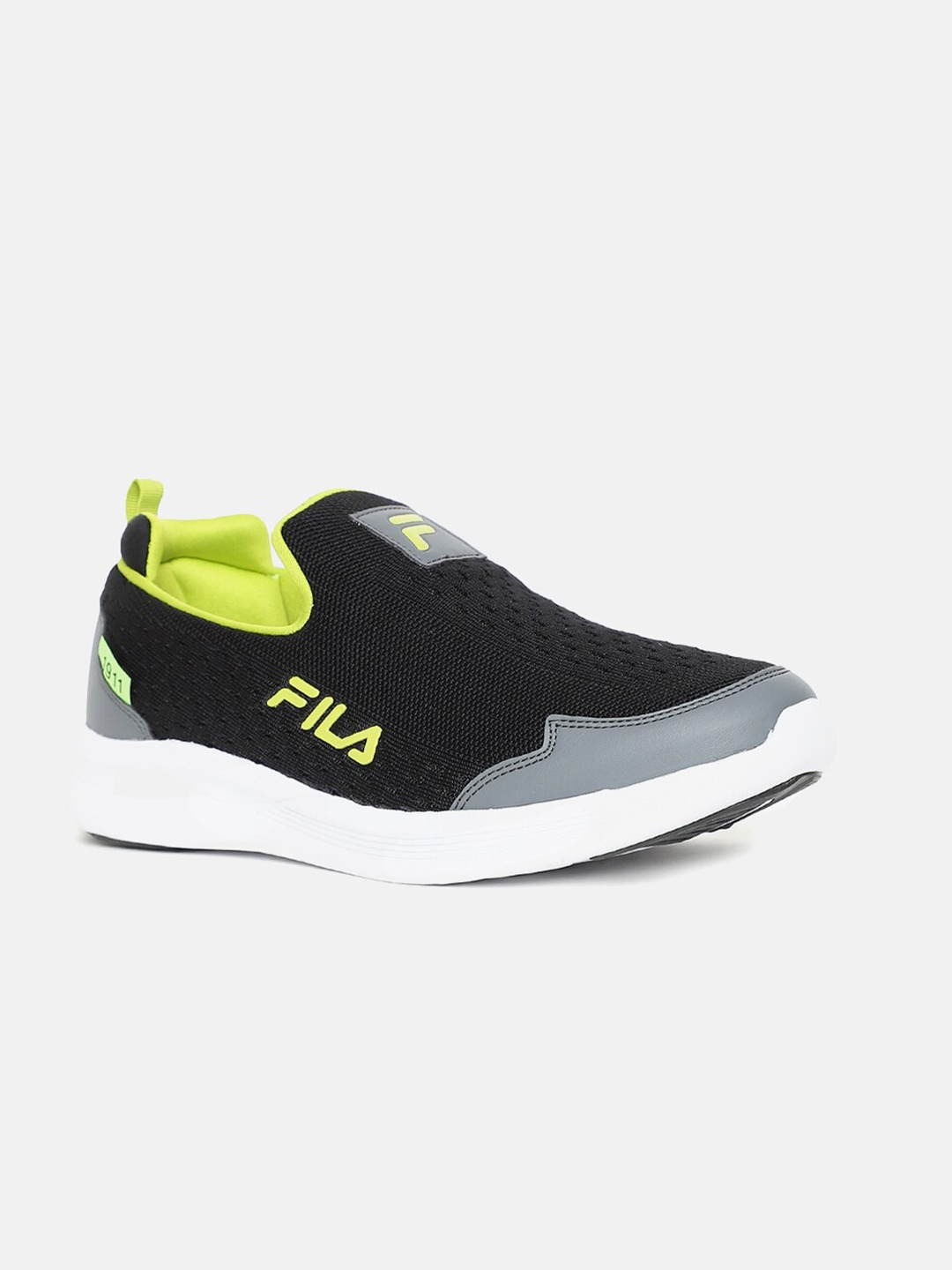 

FILA Men Black & Grey PU Slip-On Running Shoes