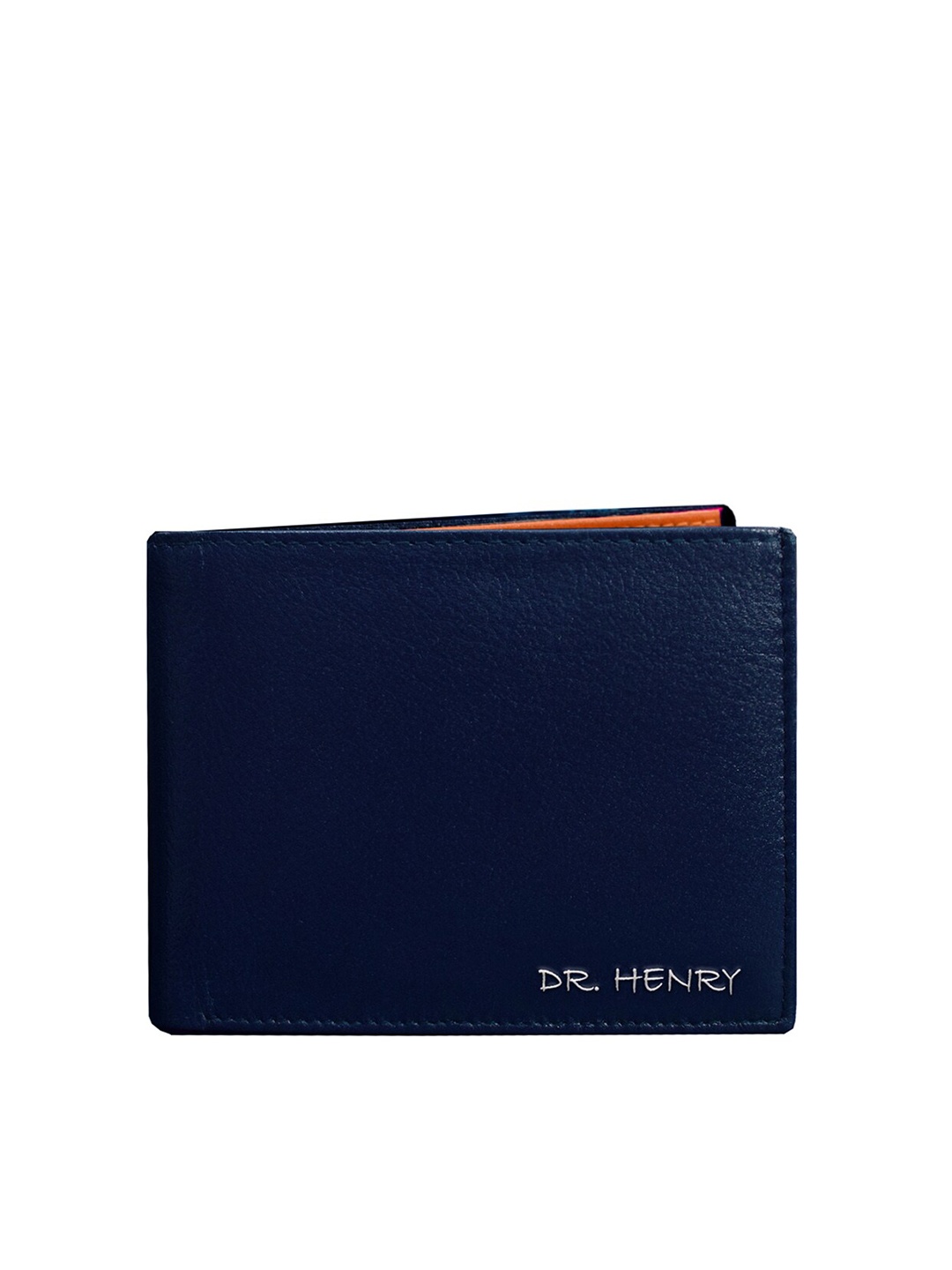 

DR. HENRY Men Blue & Orange Solid Two Fold Wallet