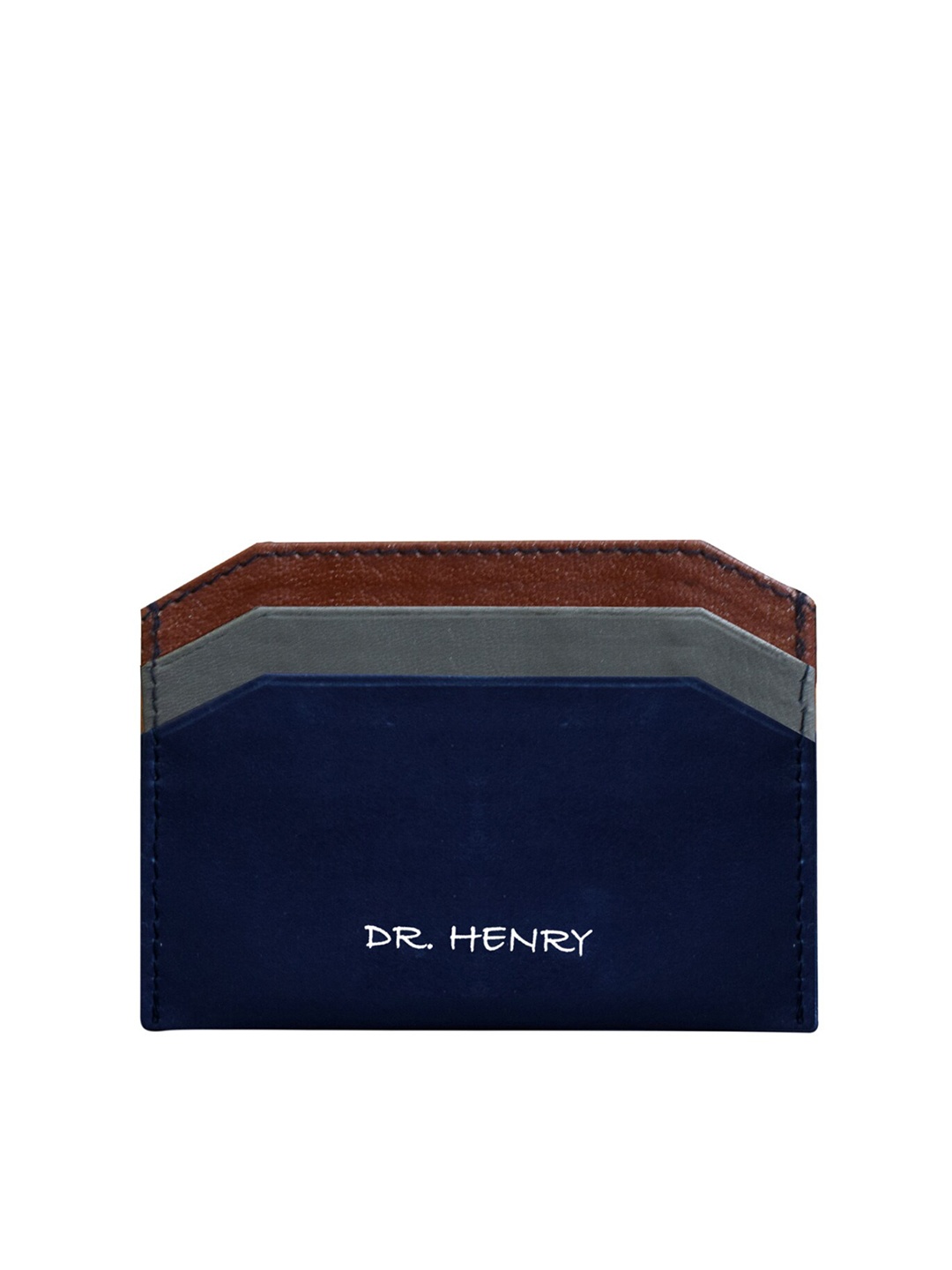 

DR. HENRY Unisex Blue & Grey Self Design Card Holder