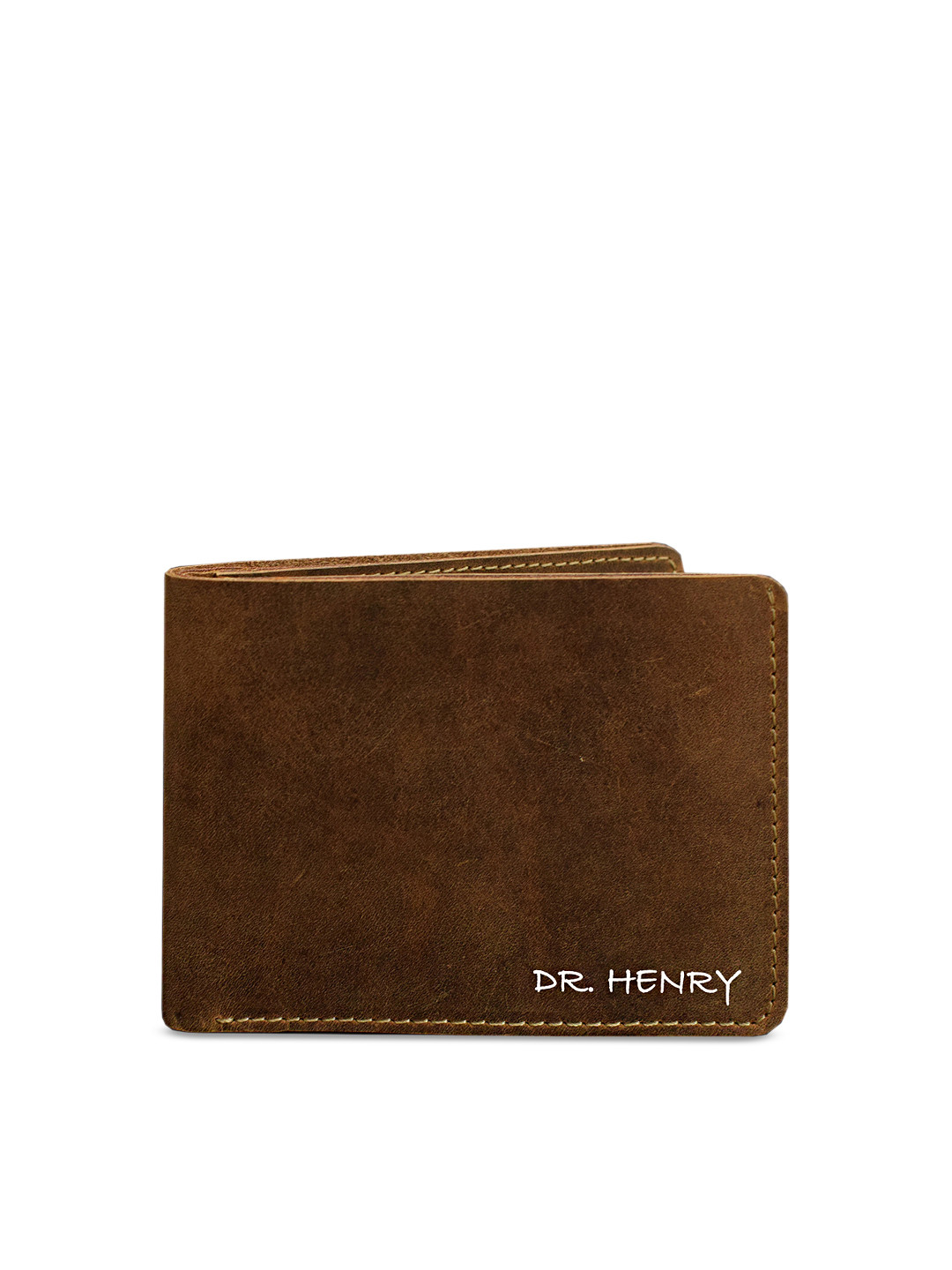 

DR. HENRY Men Brown Solid Genuine Leather Two Fold Wallet