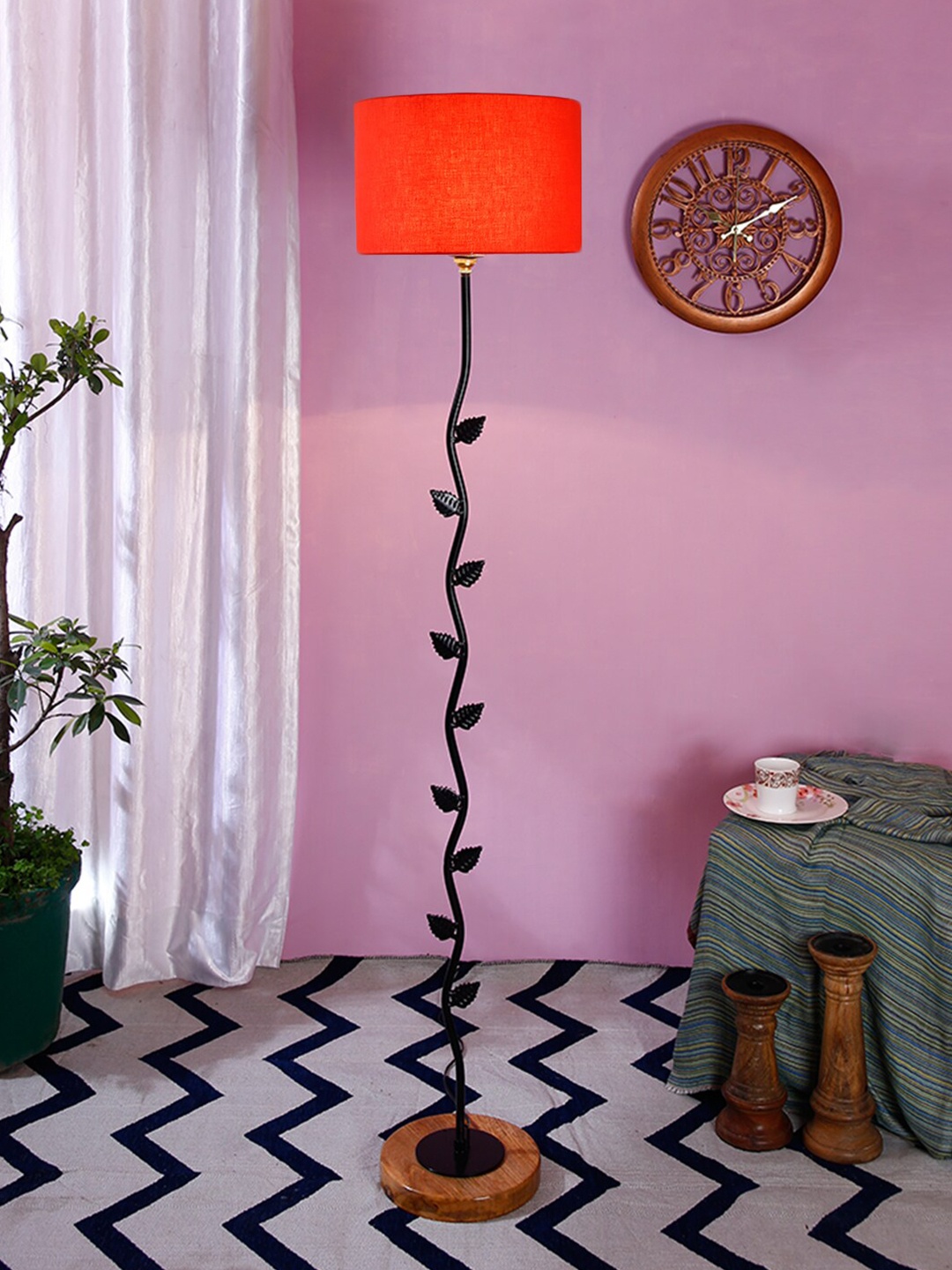 

Devansh Orange & Black Solid Traditional Club Lamp with Shade