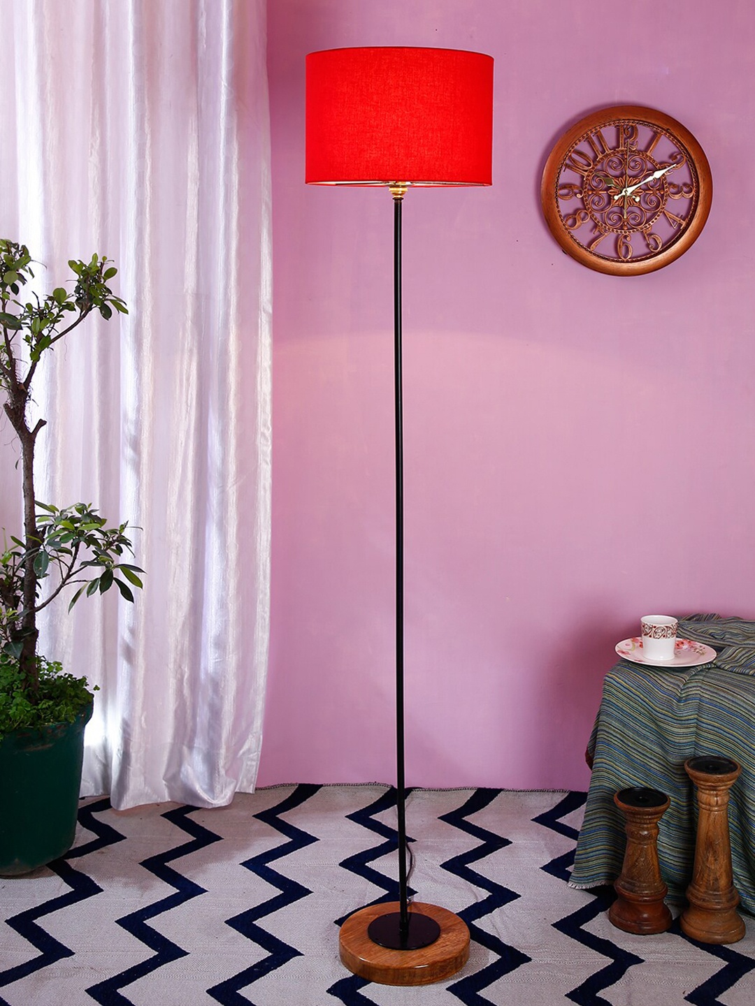 

Devansh Red Solid Traditional Drum Club Lamp