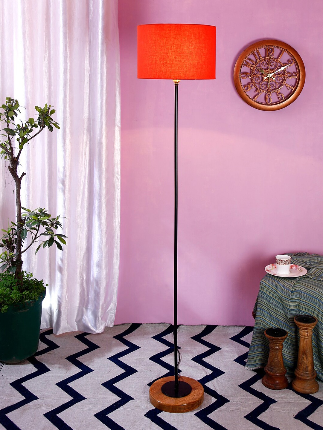 

Devansh Orange & Black Solid Traditional Club Lamp with Shade