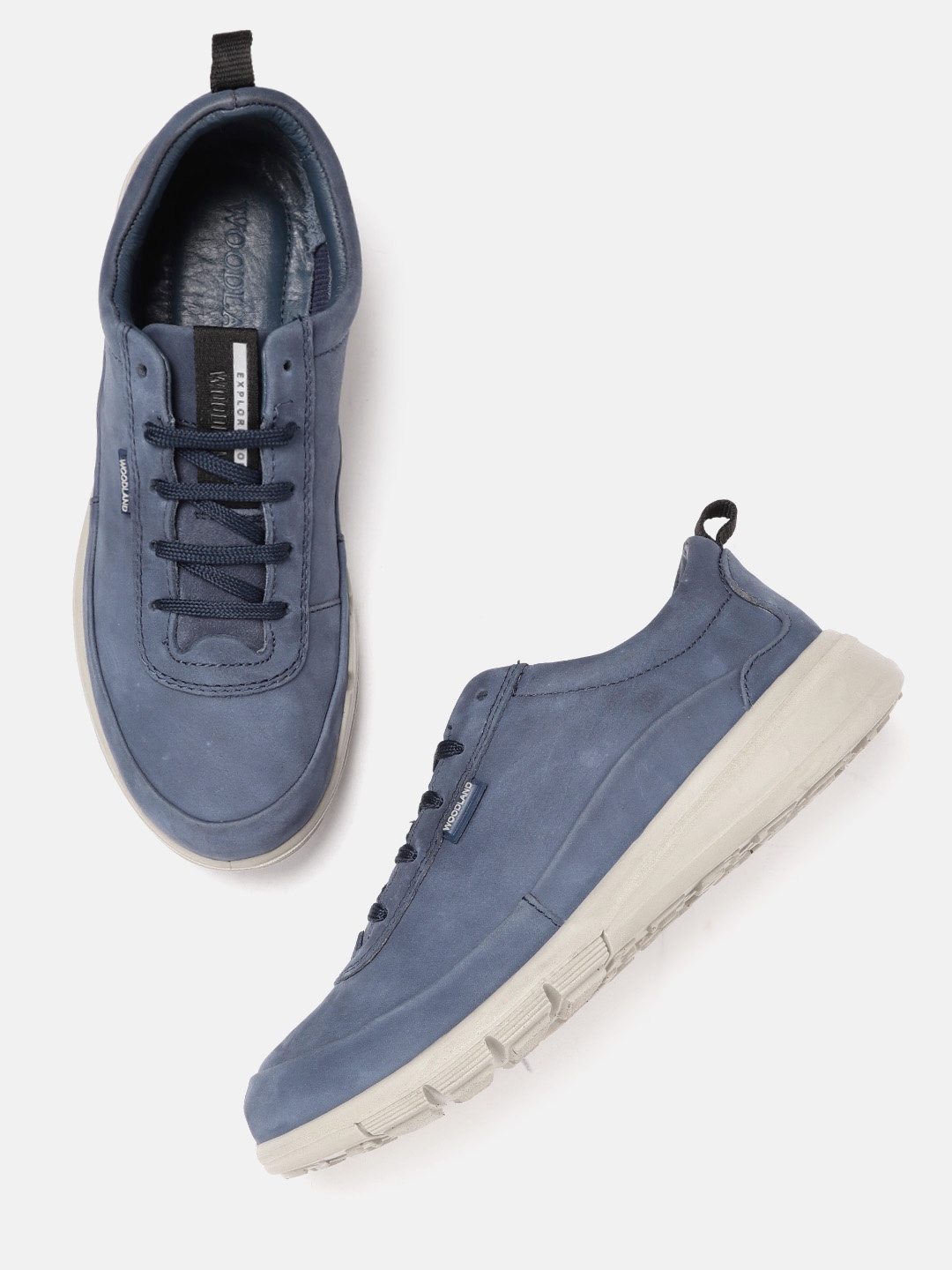 

Woodland Men Blue Nubuck Leather Sneakers