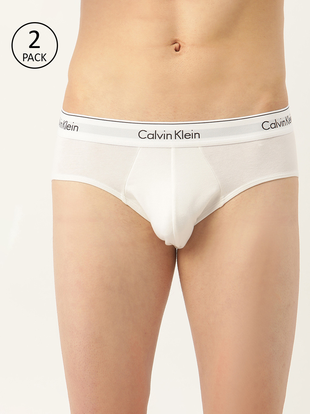 

Calvin Klein Underwear Men Pack of 2 White Solid Briefs NB1084100