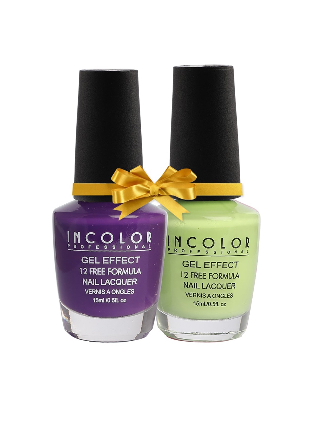 INCOLOR Pack of 2 Gel Effect Matte Nail Enamel 30 ml, Purple