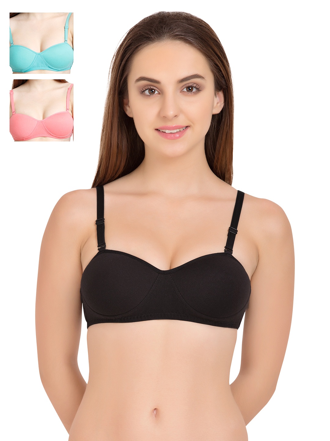 

Tweens Pack of 3 Demi-Cup T-shirt Bras TW1201, Black