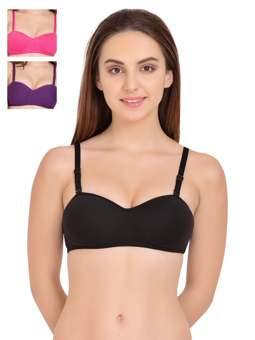 

Tweens Pack of 3 Demi-Cup T-shirt Bras TW1201, Black
