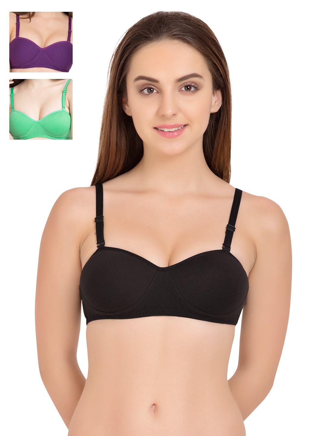 

Tweens Pack of 3 Demi-Cup T-shirt Bras TW1201, Black