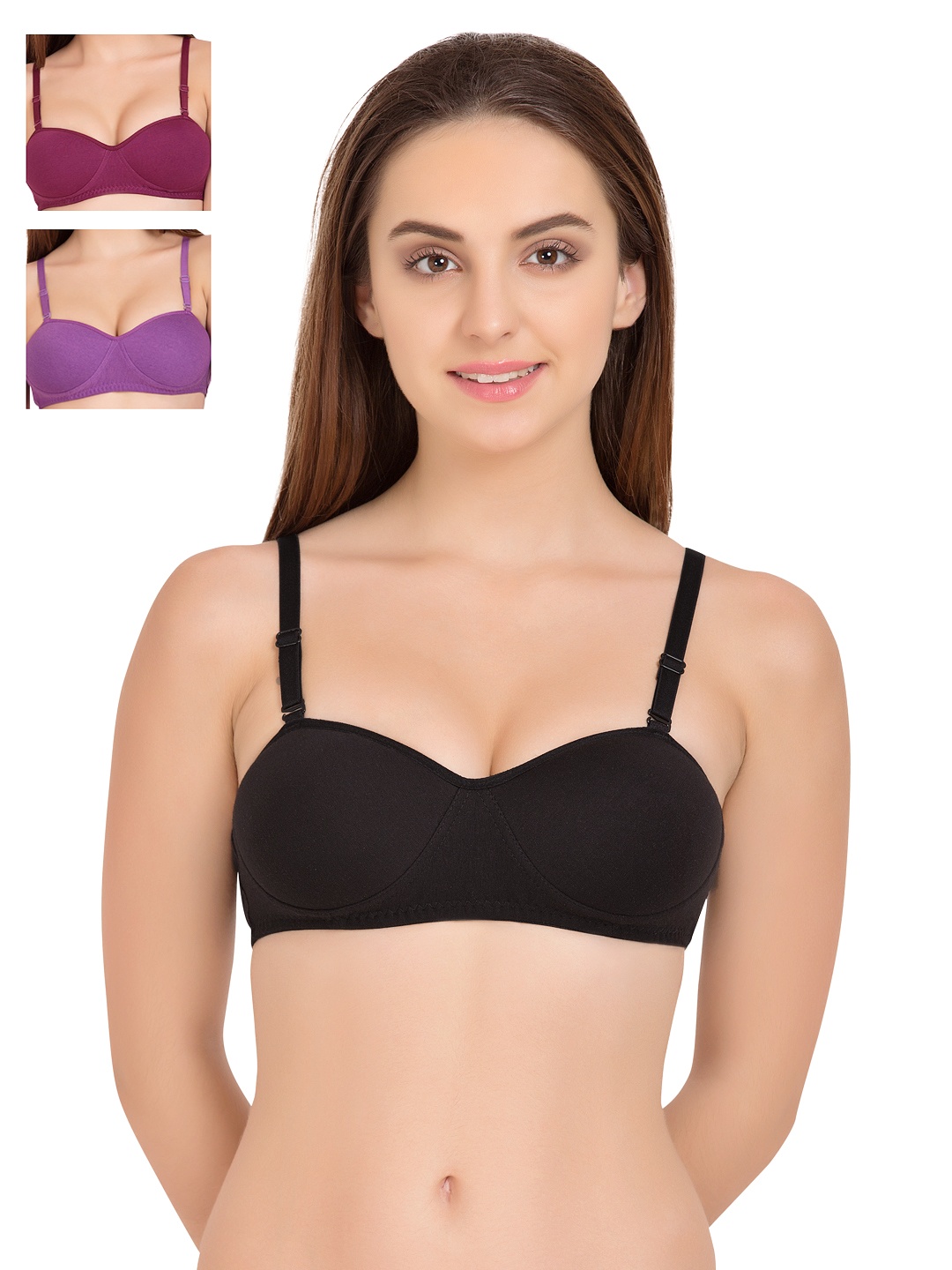 

Tweens Pack of 3 Demi-Cup T-shirt Bras TW1201, Black