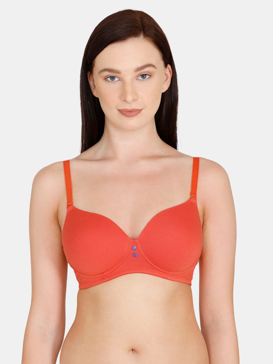 

Zivame Orange Solid Non-Wired Lightly Padded T-shirt Bra ZI10RRFASH00RED