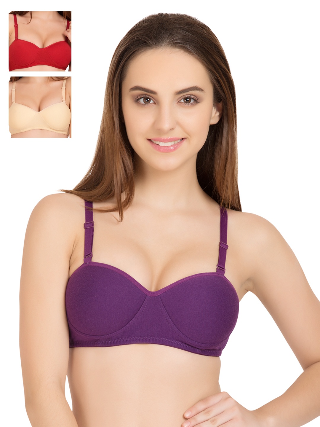 

Tweens Pack of 3 Demi-Cup T-shirt Bras TW1201, Purple