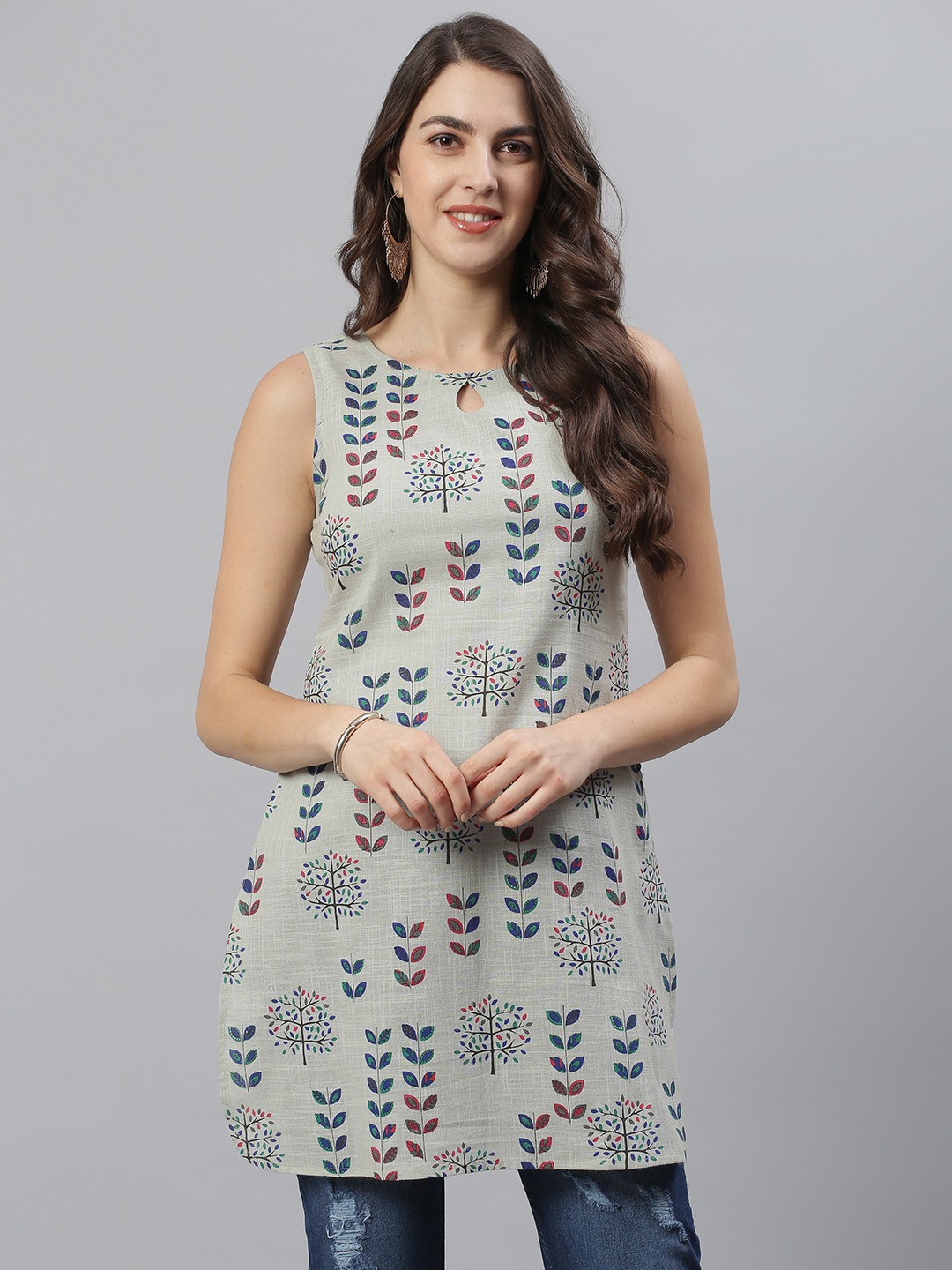 

Azira Women Grey & Brown Printed Tunic