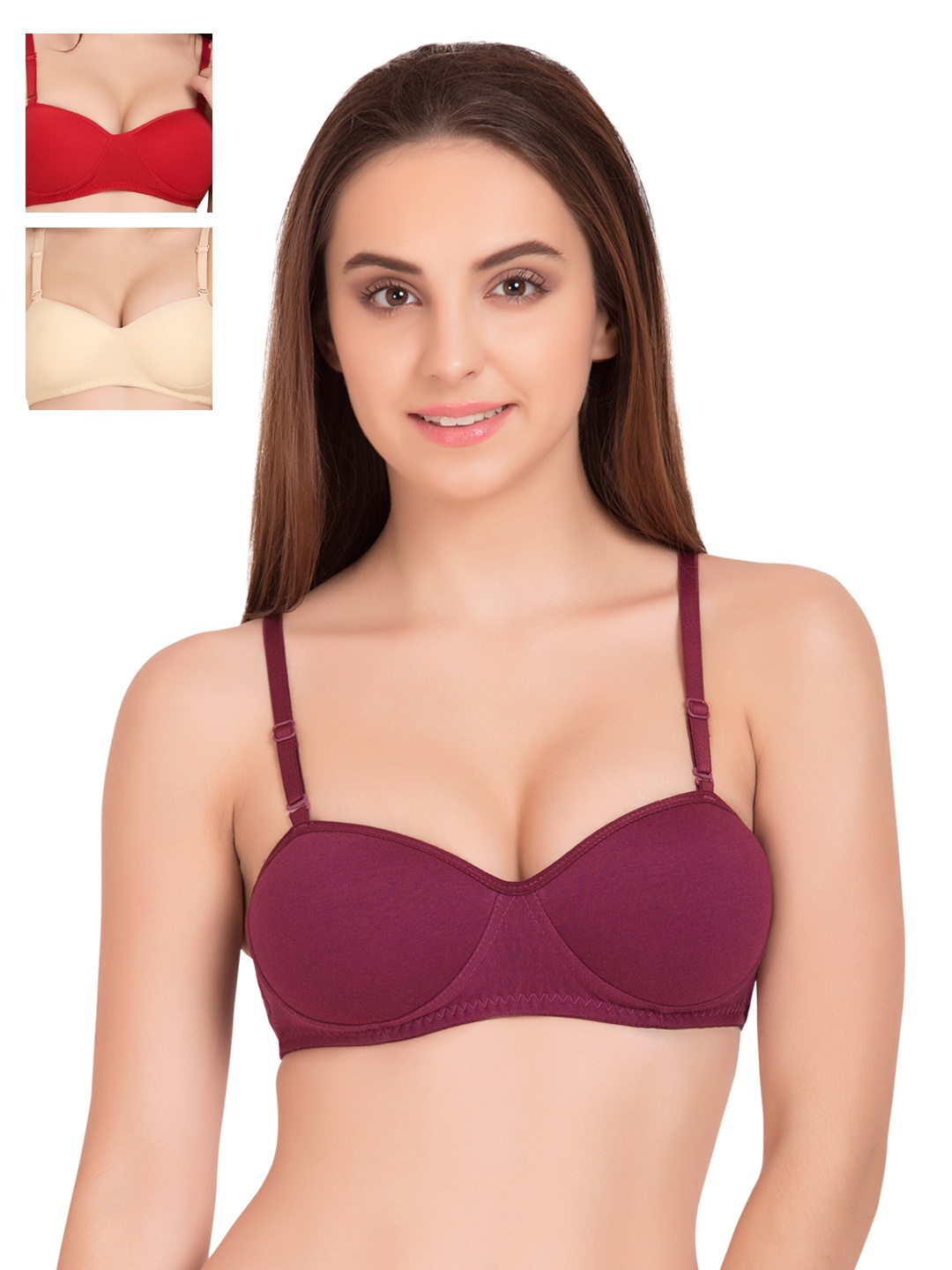 

Tweens Pack of 3 Demi-Cup T-shirt Bras 1201, Magenta