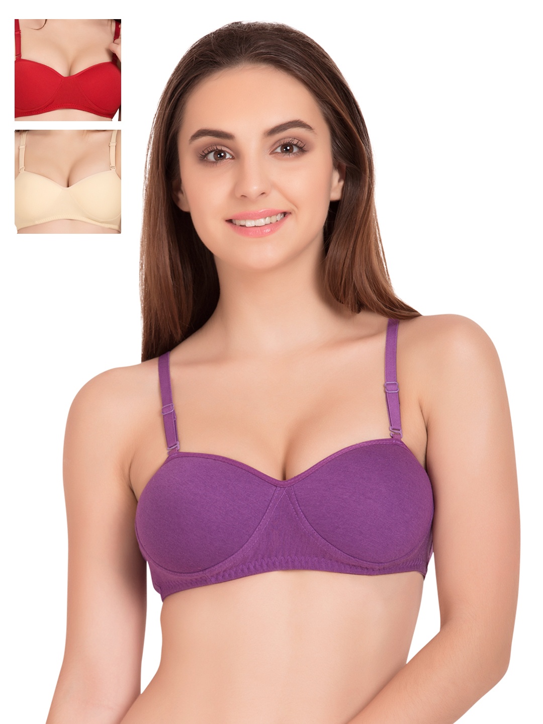 

Tweens Pack of 3 Demi-Cup T-shirt Bras 1201, Purple