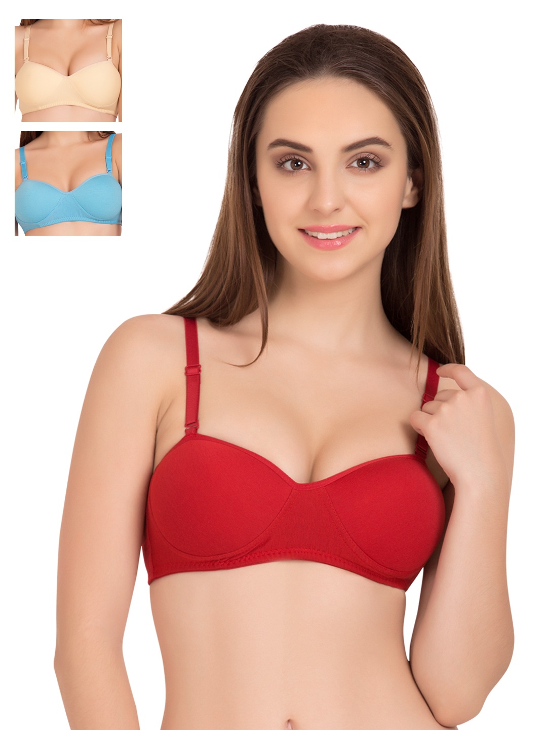 

Tweens Pack of 3 Demi-Cup T-shirt Bras 1201, Red