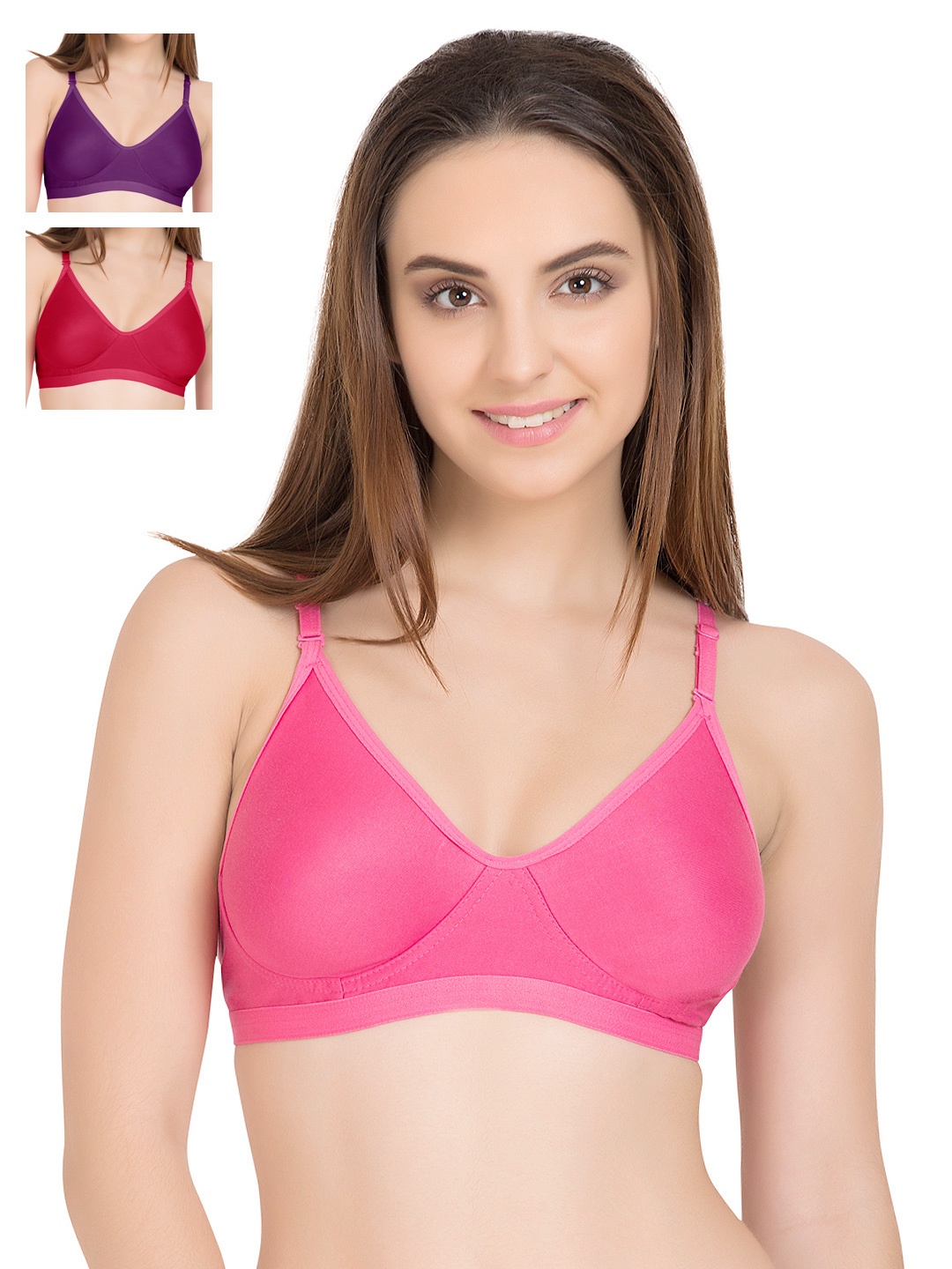 

Tweens Pack of 3 Full-Coverage T-shirt Bras 265, Pink