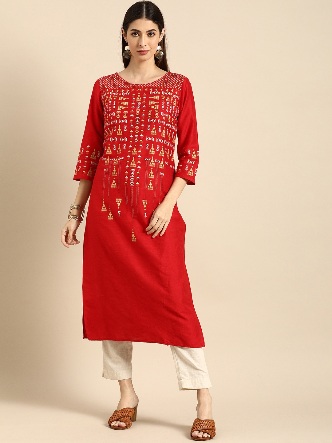 

Anouk Women Red Ethnic Motifs Printed Kurta
