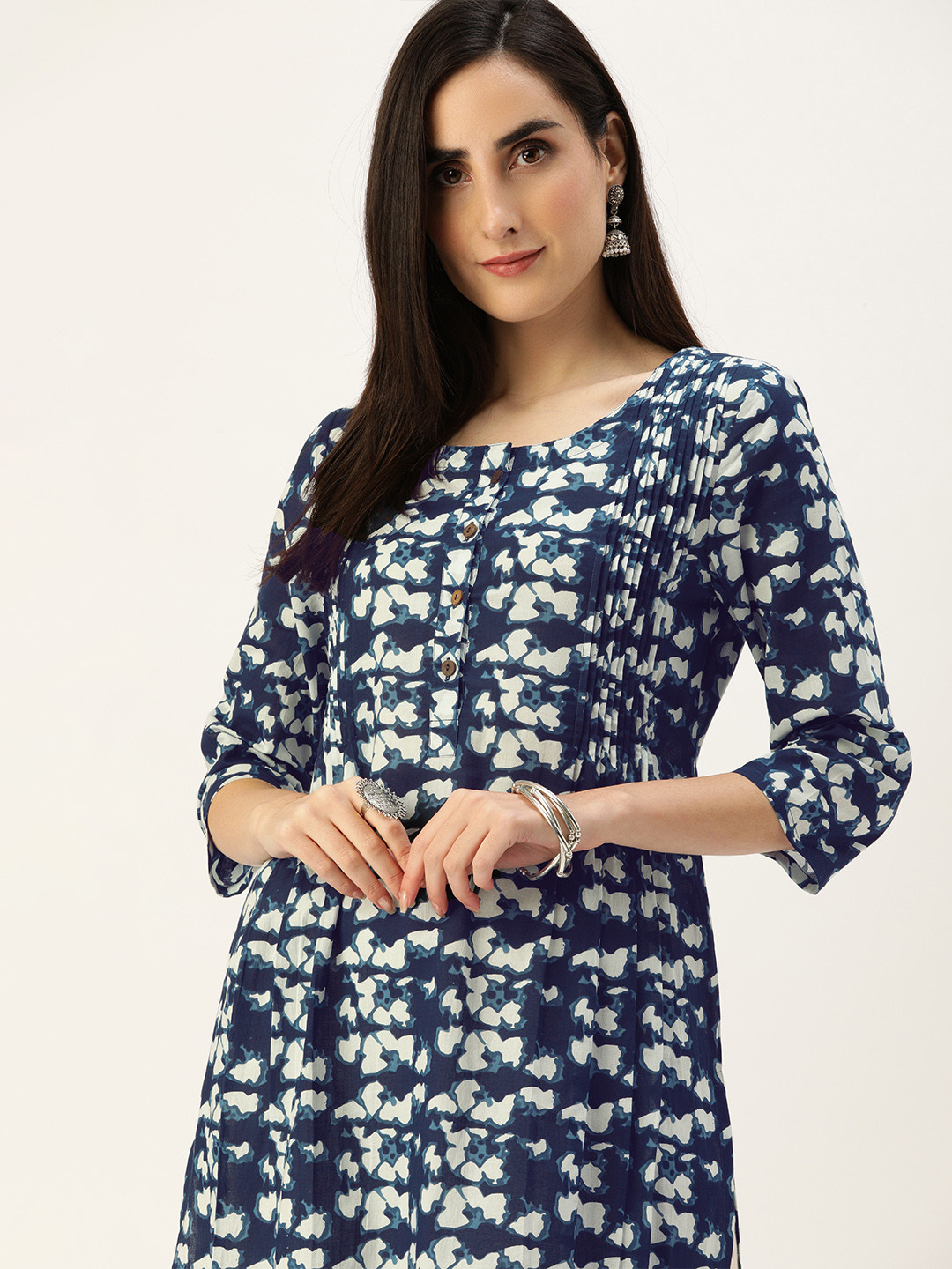 

Anouk Women Blue & Off White Ethnic Motifs Printed Kurta