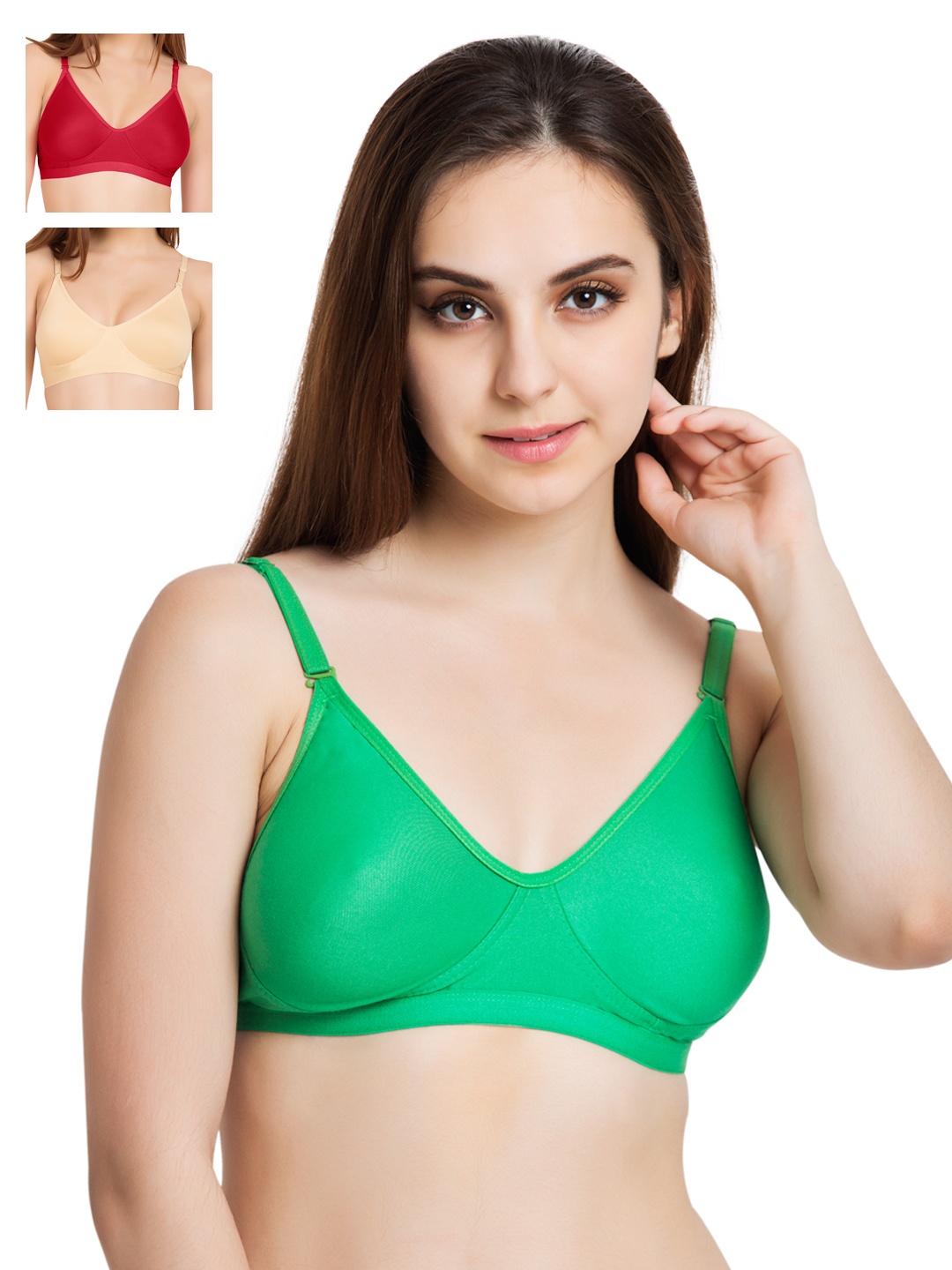 

Tweens Pack of 3 Full-Coverage T-shirt Bras 265, Green