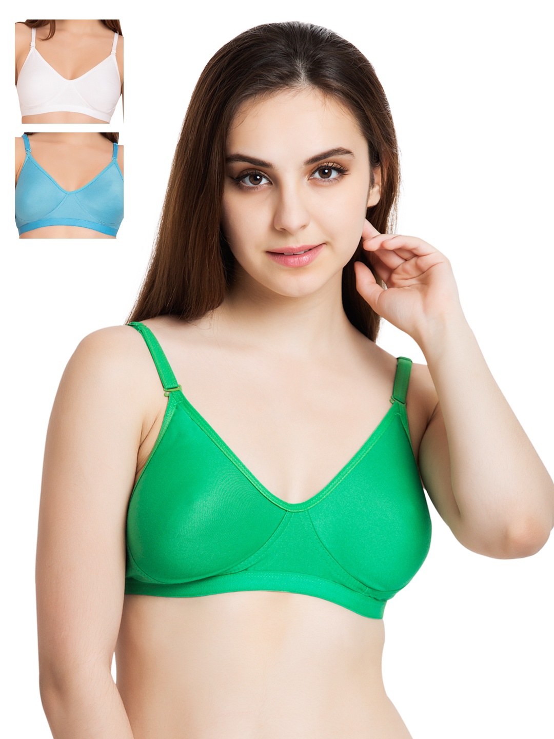

Tweens Pack of 3 Medium-Coverage T-shirt Bras 265, Green