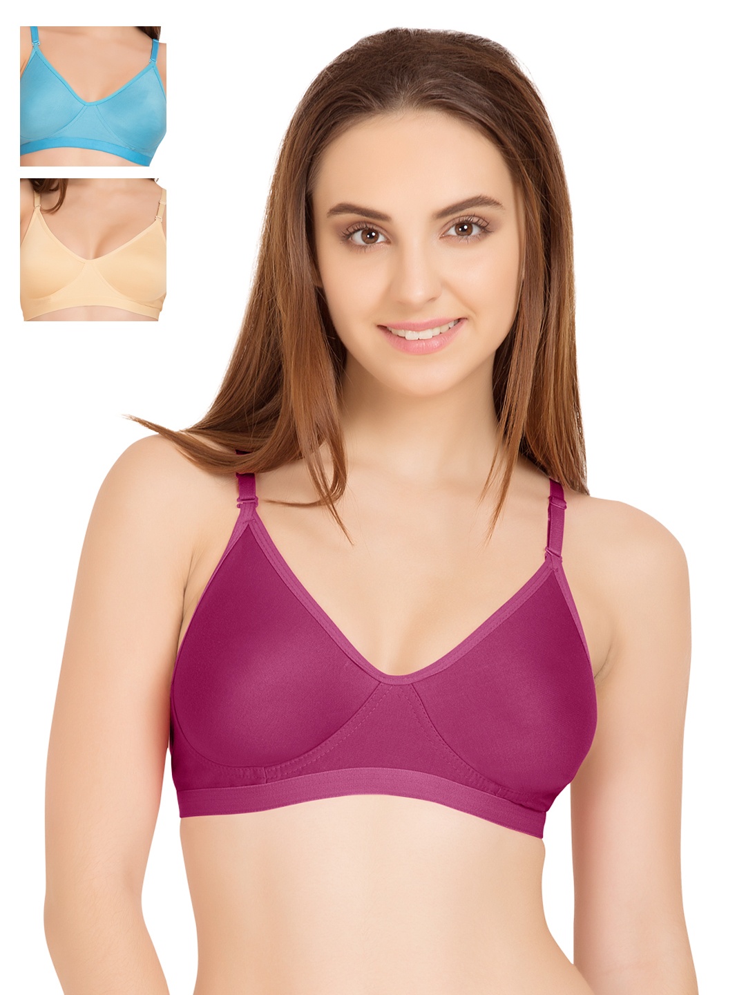 

Tweens Pack of 3 Full-Coverage T-shirt Bras 265, Burgundy