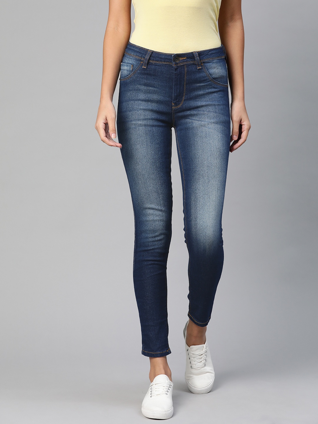 

Flying Machine Women Navy Blue Super Skinny Fit High-Rise Light Fade Stretchable Jeans
