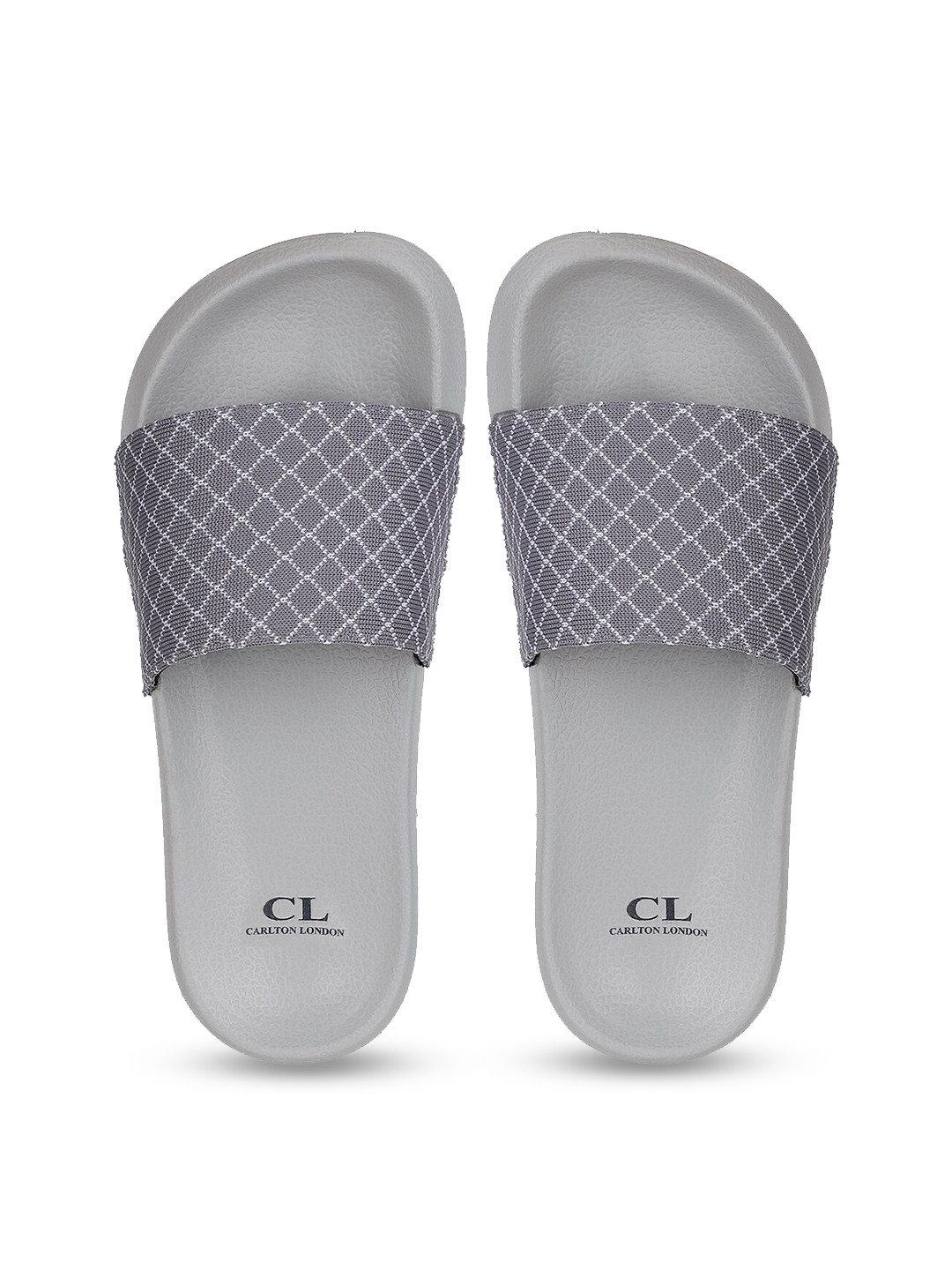 

Carlton London Men Grey & White Self Design Sliders