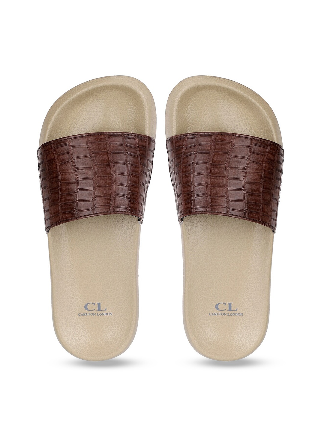 

Carlton London Men Brown Self Design Sliders