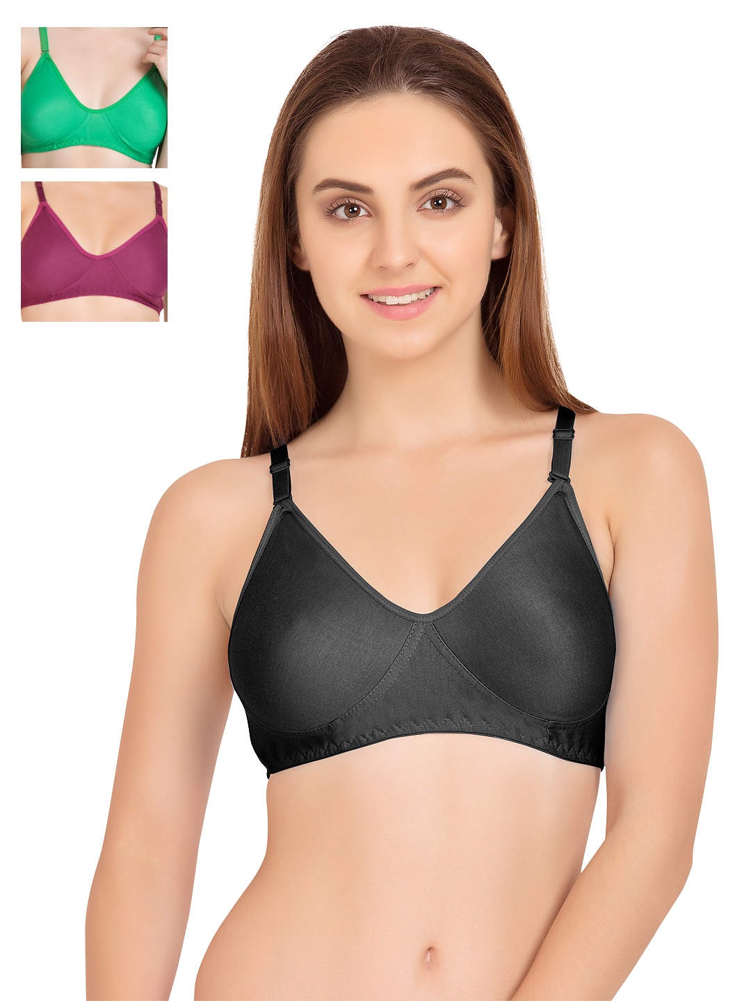 

Tweens Pack of 3 Full Coverage T-shirt Bras TW253, Black