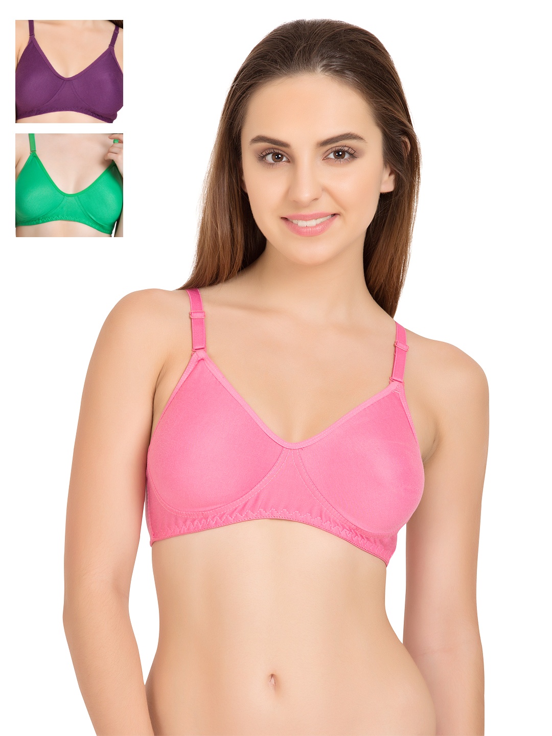 

Tweens Pack of 3 Full Coverage T-shirt Bras TW253, Pink