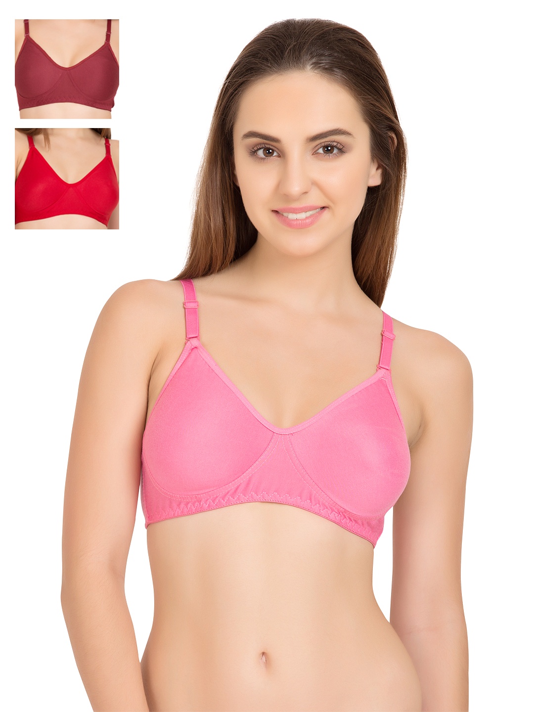 

Tweens Pack of 3 Full-Coverage T-shirt Bras 253, Pink