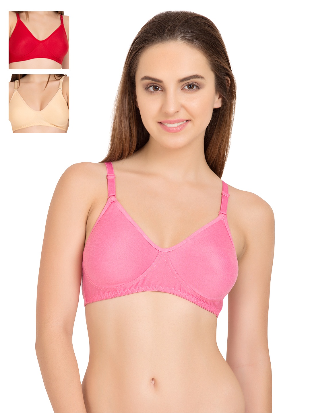 

Tweens Pack of 3 Full-Coverage T-shirt Bras 253, Pink