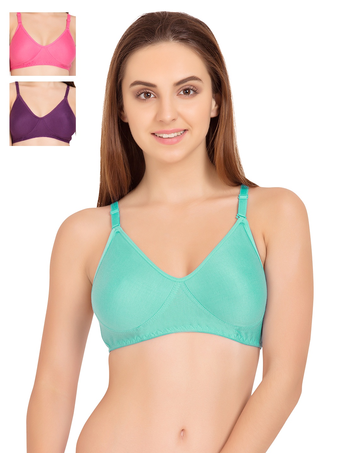 

Tweens Pack of 3 Full-Coverage T-shirt Bras 253, Pink