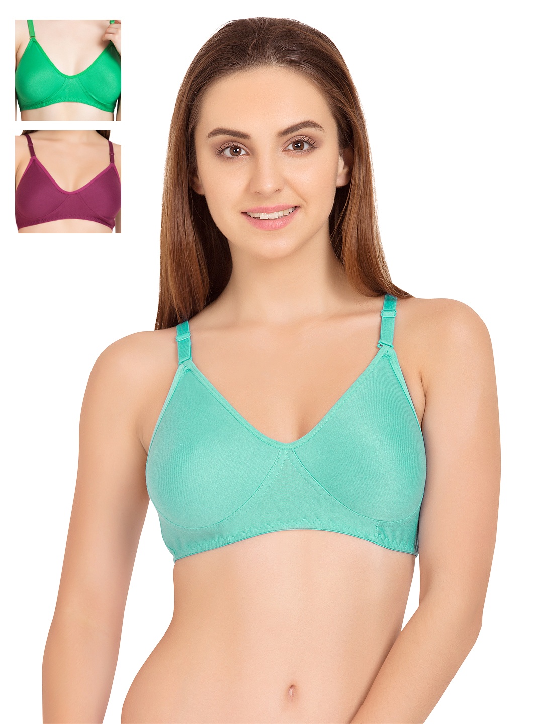 

Tweens Pack of 3 Full-Coverage T-shirt Bras TW253, Green