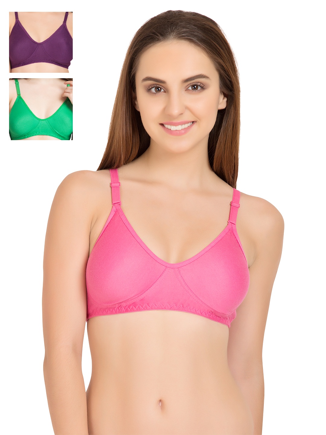 

Tweens Pack of 3 Full-Coverage T-shirt Bras TW253, Pink