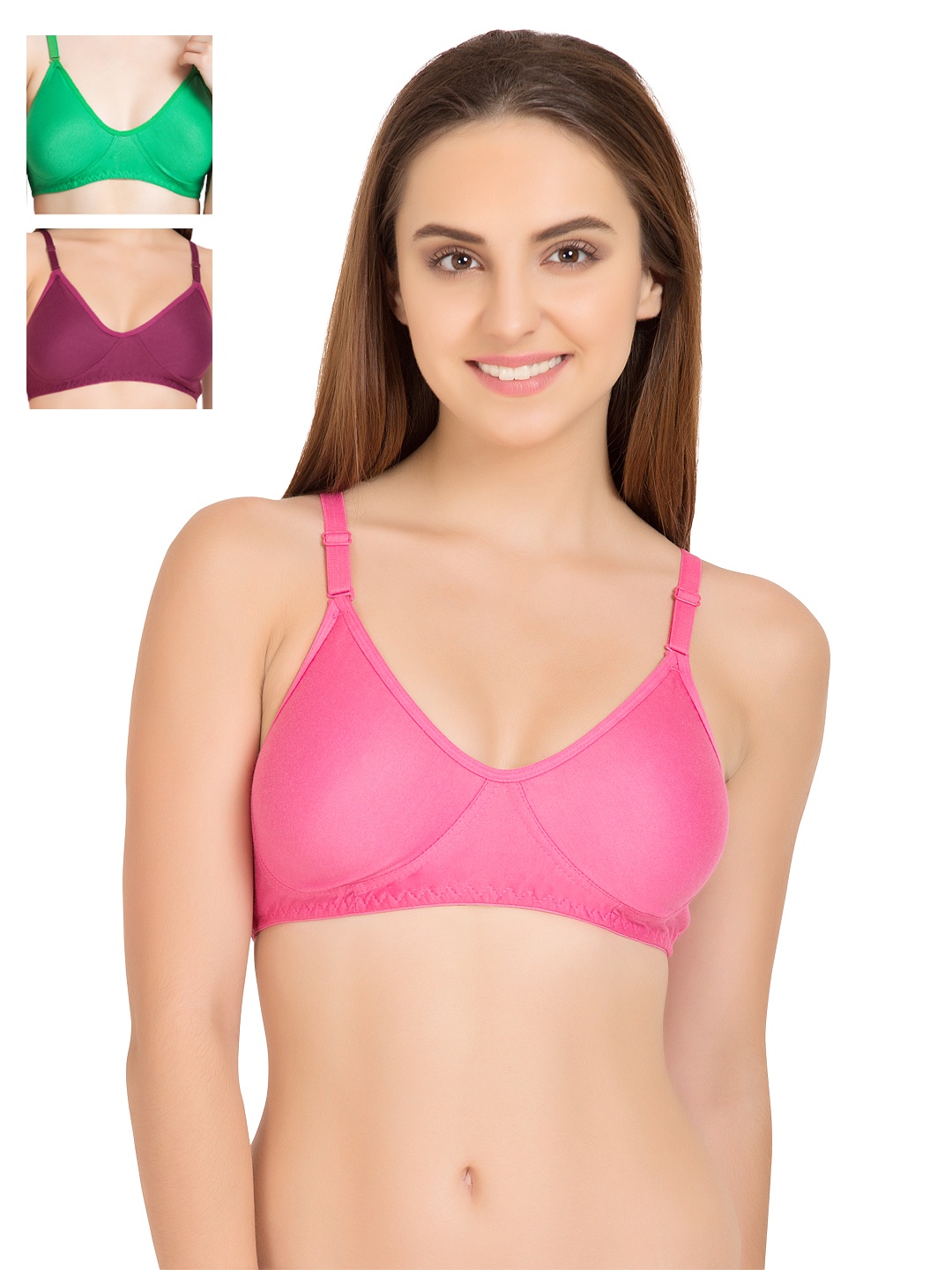 

Tweens Pack of 3 Full-Coverage T-shirt Bras TW253, Pink