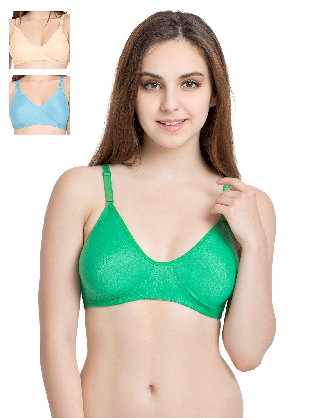 

Tweens Pack of 3 Full Coverage T-shirt Bras 253, Green