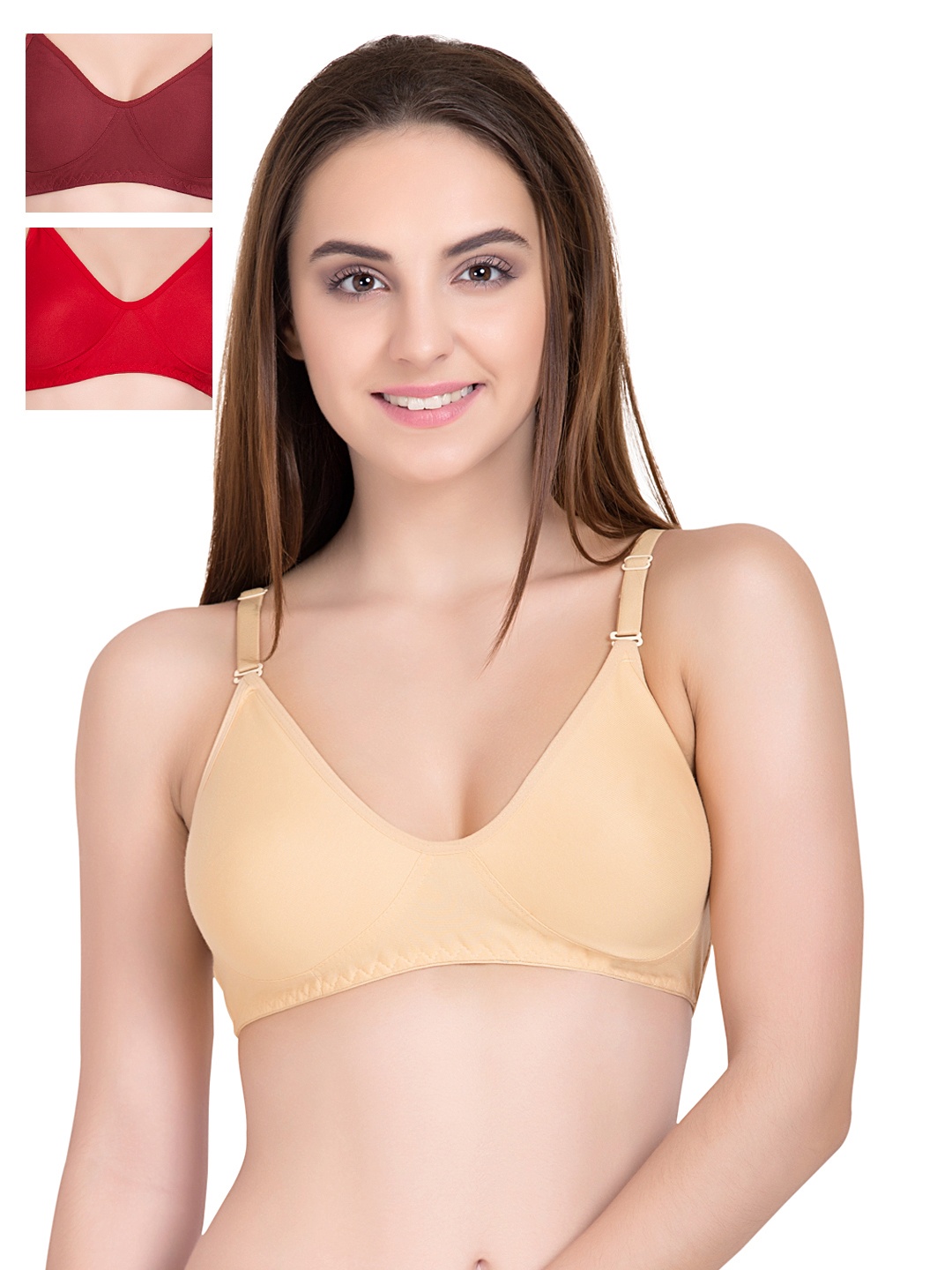 

Tweens Pack of 3 Full-Coverage T-shirt Bras 253, Maroon